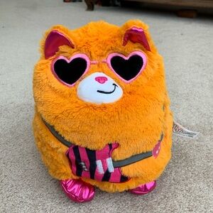 Misfittens,Guitar player stuffed animal orange cat valentine heart glasses NWT